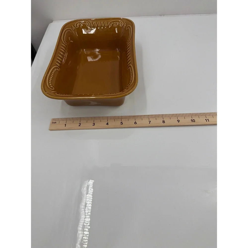 Worldwide Home Products Ceramic Bakeware Set 3pc Brown Beaded Scroll Stoneware